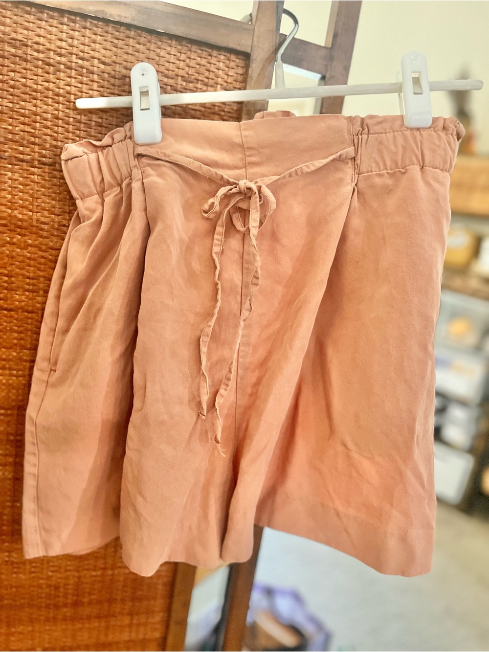 Zara Peach Drawstring Shorts - Light Peach